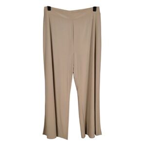 Marc Bouwer Womens 1X Wide Leg Pants Tan Stretch Jersey Minimalist Officecore